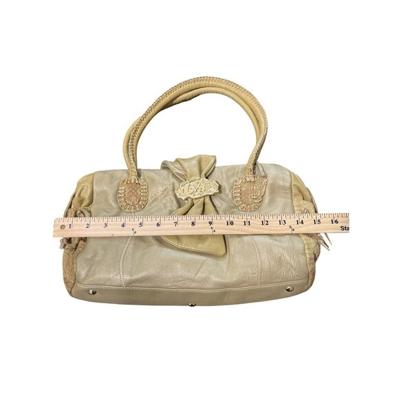 Chi by Carlos Falchi Lambskin Leather Shoulder Bag Yellow Tan Gold Floral-Lining - Picture 4 of 5